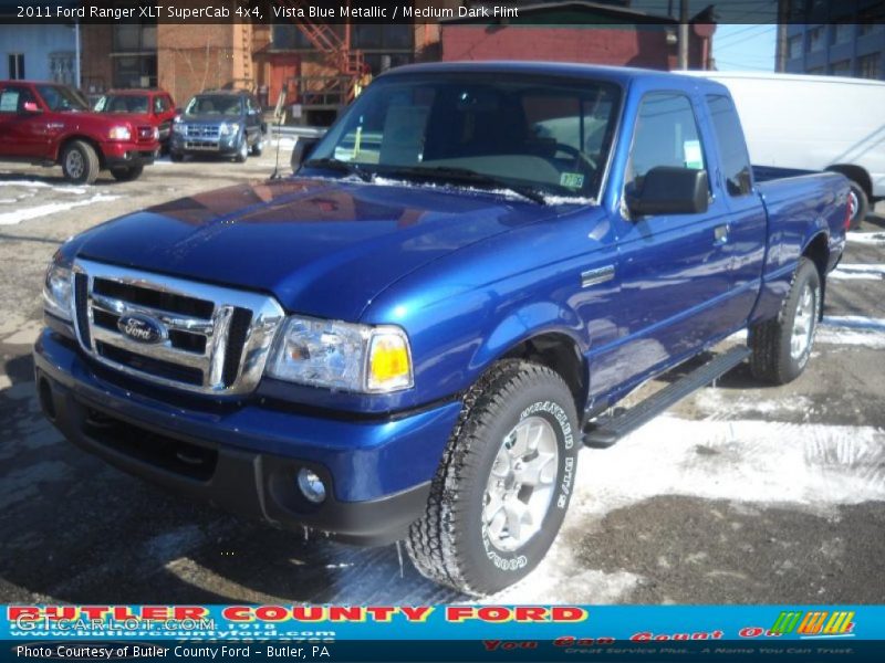 Vista Blue Metallic / Medium Dark Flint 2011 Ford Ranger XLT SuperCab 4x4
