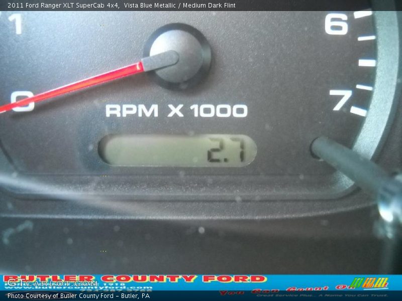 Vista Blue Metallic / Medium Dark Flint 2011 Ford Ranger XLT SuperCab 4x4