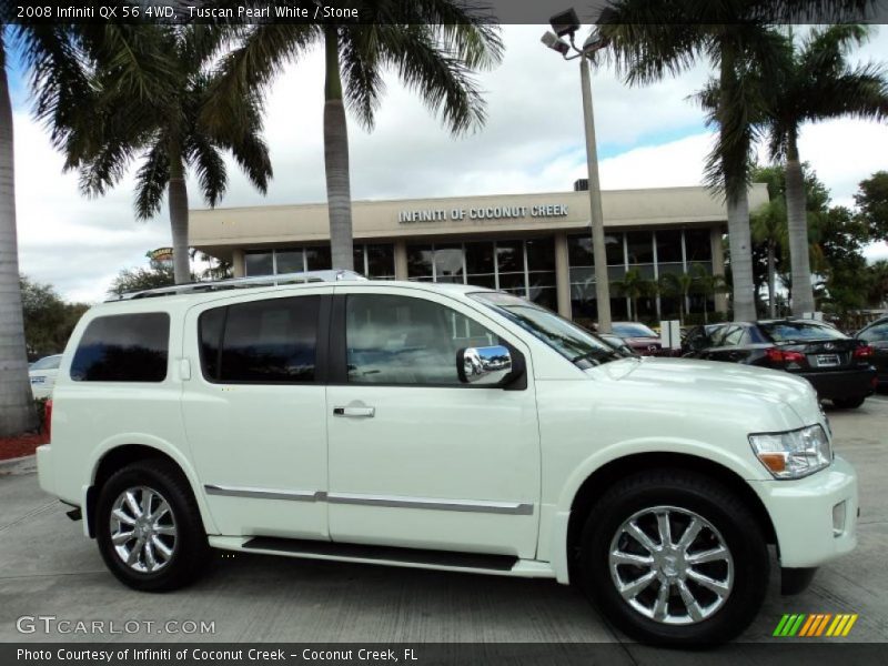 Tuscan Pearl White / Stone 2008 Infiniti QX 56 4WD