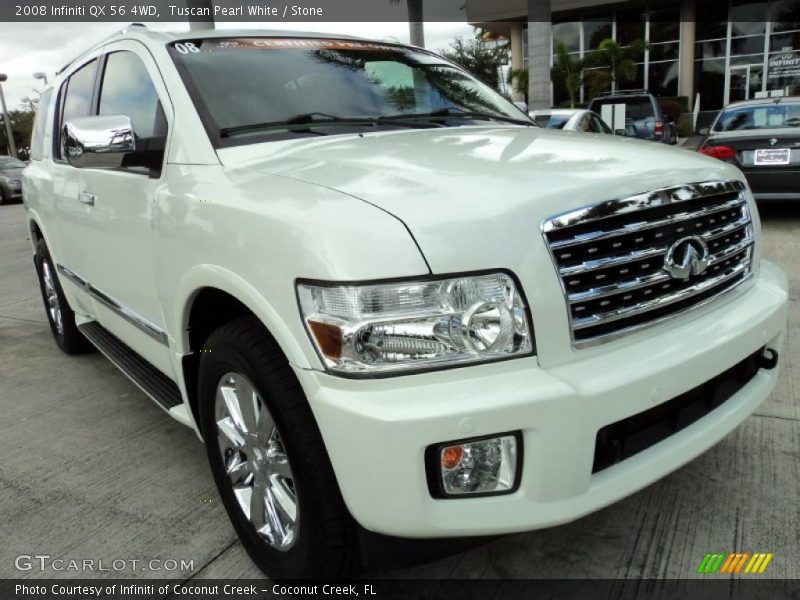 Tuscan Pearl White / Stone 2008 Infiniti QX 56 4WD