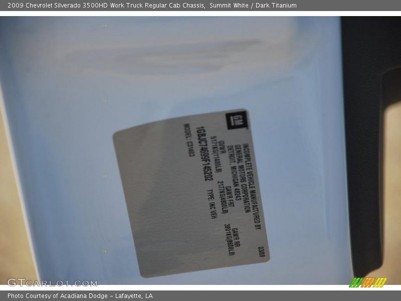 Summit White / Dark Titanium 2009 Chevrolet Silverado 3500HD Work Truck Regular Cab Chassis