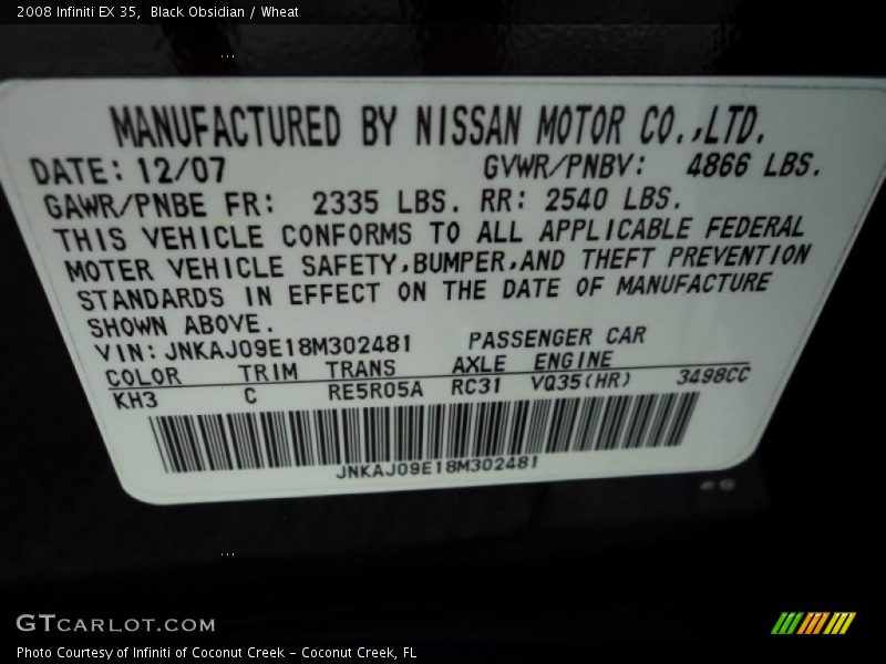 Black Obsidian / Wheat 2008 Infiniti EX 35