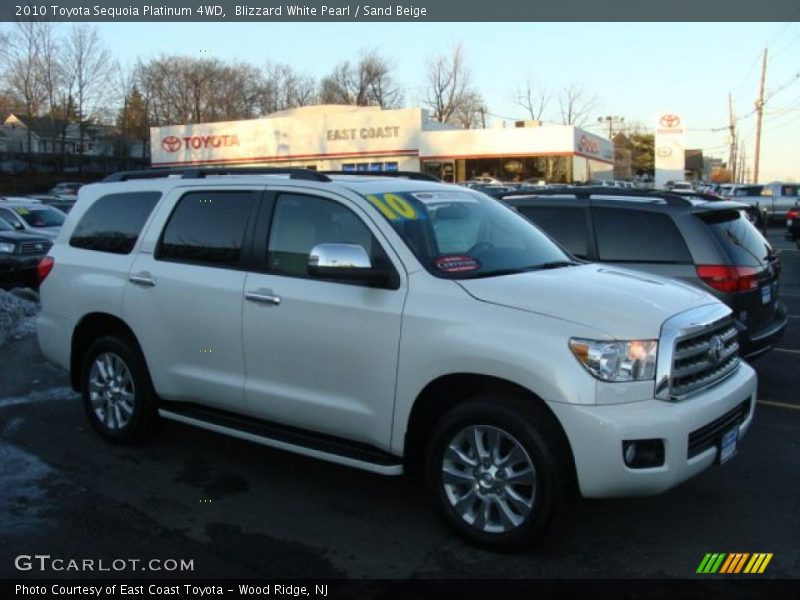 Blizzard White Pearl / Sand Beige 2010 Toyota Sequoia Platinum 4WD