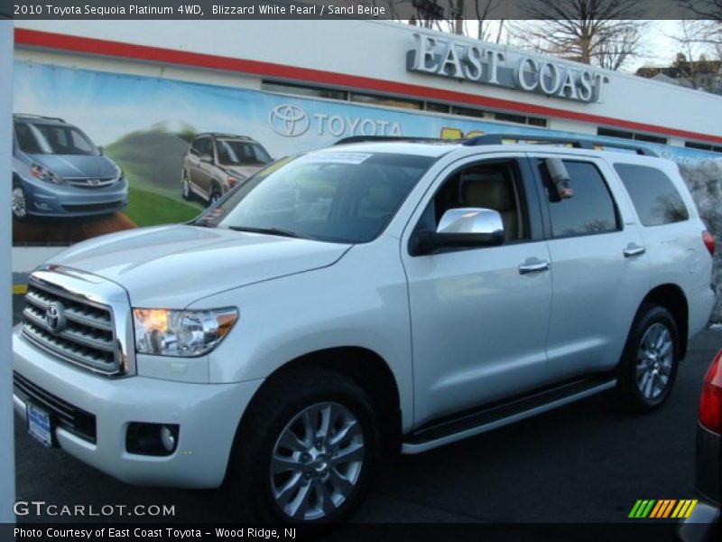 Blizzard White Pearl / Sand Beige 2010 Toyota Sequoia Platinum 4WD
