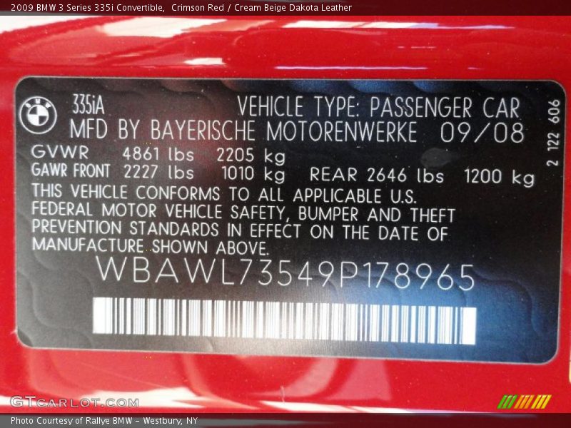 Crimson Red / Cream Beige Dakota Leather 2009 BMW 3 Series 335i Convertible