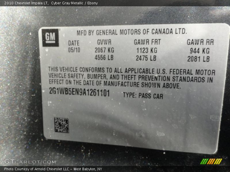 Cyber Gray Metallic / Ebony 2010 Chevrolet Impala LT