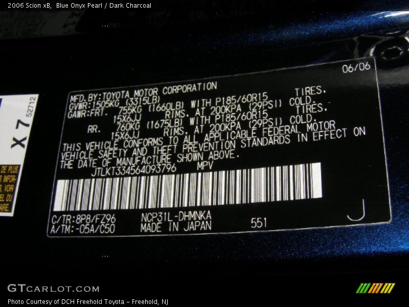 Blue Onyx Pearl / Dark Charcoal 2006 Scion xB