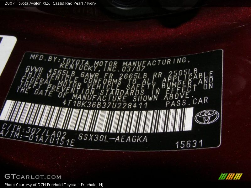 Cassis Red Pearl / Ivory 2007 Toyota Avalon XLS