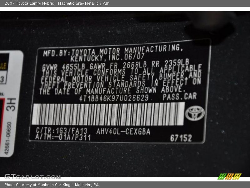 Magnetic Gray Metallic / Ash 2007 Toyota Camry Hybrid