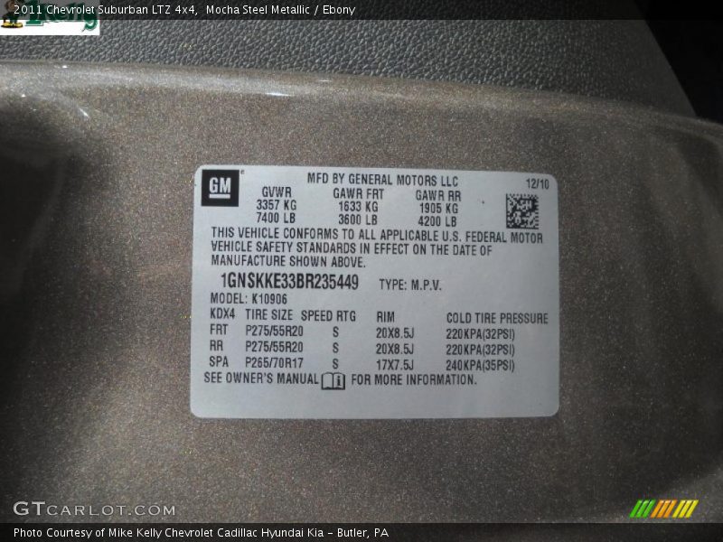 Mocha Steel Metallic / Ebony 2011 Chevrolet Suburban LTZ 4x4