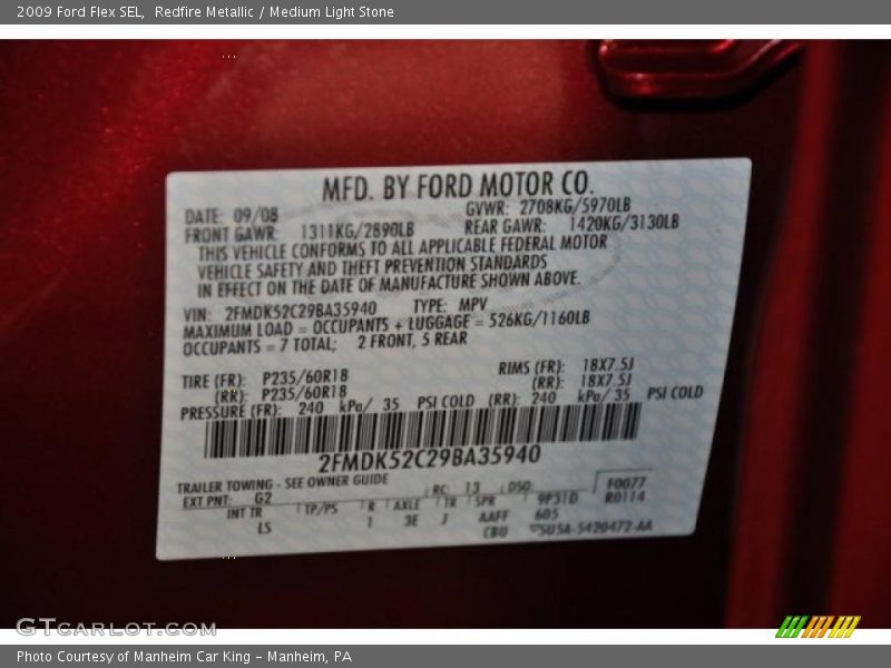 Redfire Metallic / Medium Light Stone 2009 Ford Flex SEL
