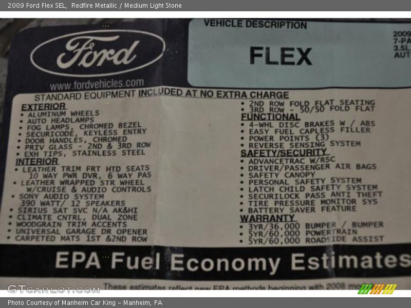 Redfire Metallic / Medium Light Stone 2009 Ford Flex SEL