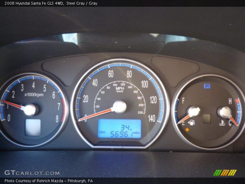 Steel Gray / Gray 2008 Hyundai Santa Fe GLS 4WD
