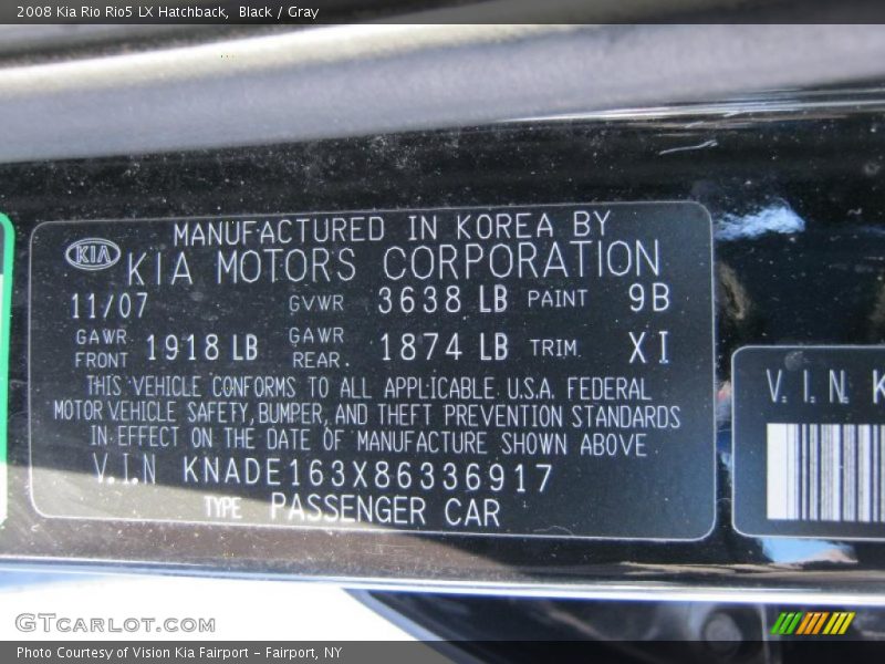 Black / Gray 2008 Kia Rio Rio5 LX Hatchback