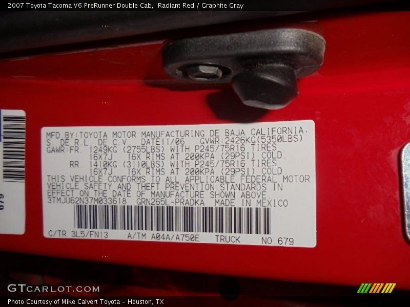 Radiant Red / Graphite Gray 2007 Toyota Tacoma V6 PreRunner Double Cab