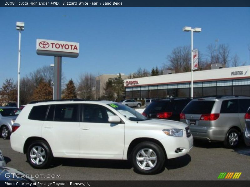 Blizzard White Pearl / Sand Beige 2008 Toyota Highlander 4WD