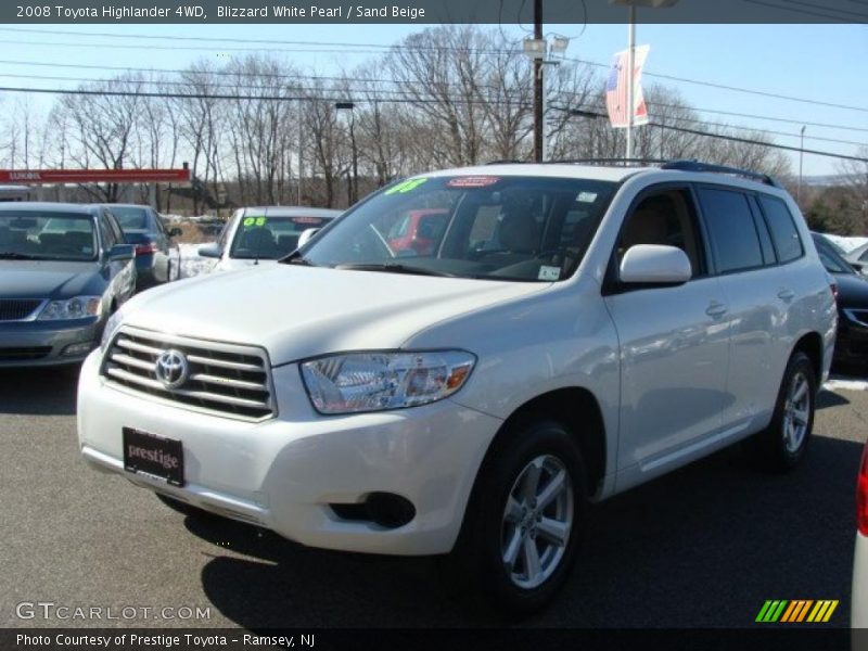 Blizzard White Pearl / Sand Beige 2008 Toyota Highlander 4WD