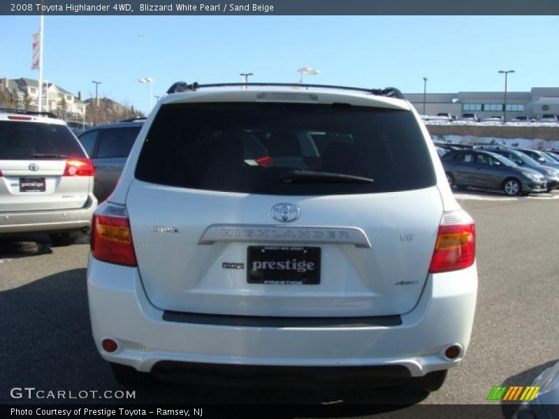 Blizzard White Pearl / Sand Beige 2008 Toyota Highlander 4WD