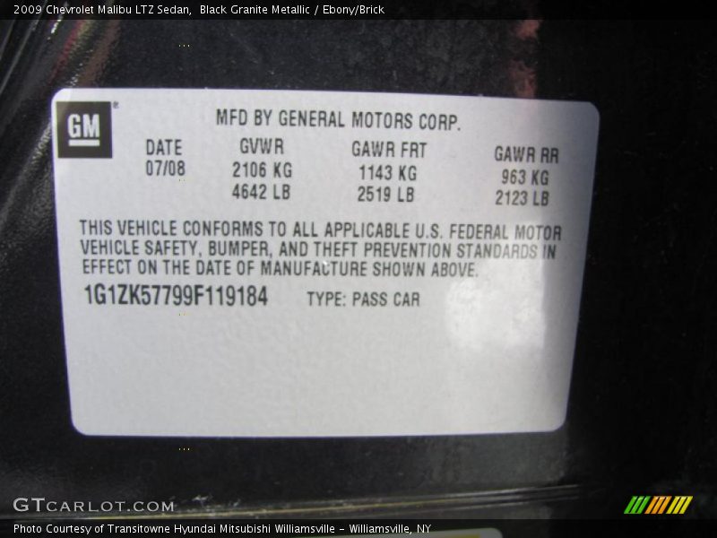 Black Granite Metallic / Ebony/Brick 2009 Chevrolet Malibu LTZ Sedan