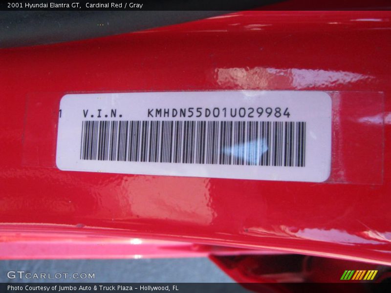 Cardinal Red / Gray 2001 Hyundai Elantra GT