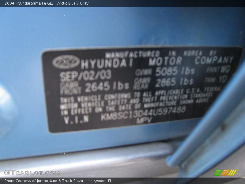 Arctic Blue / Gray 2004 Hyundai Santa Fe GLS