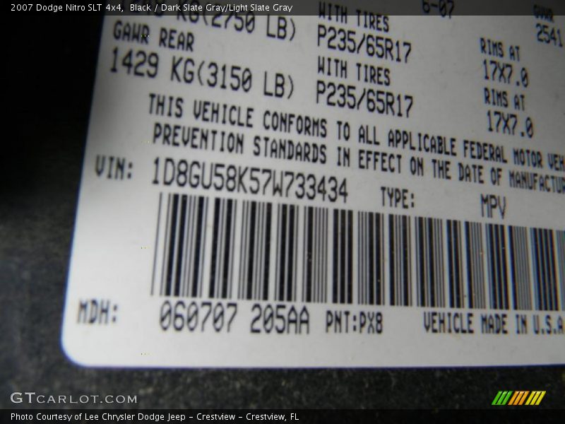 Black / Dark Slate Gray/Light Slate Gray 2007 Dodge Nitro SLT 4x4