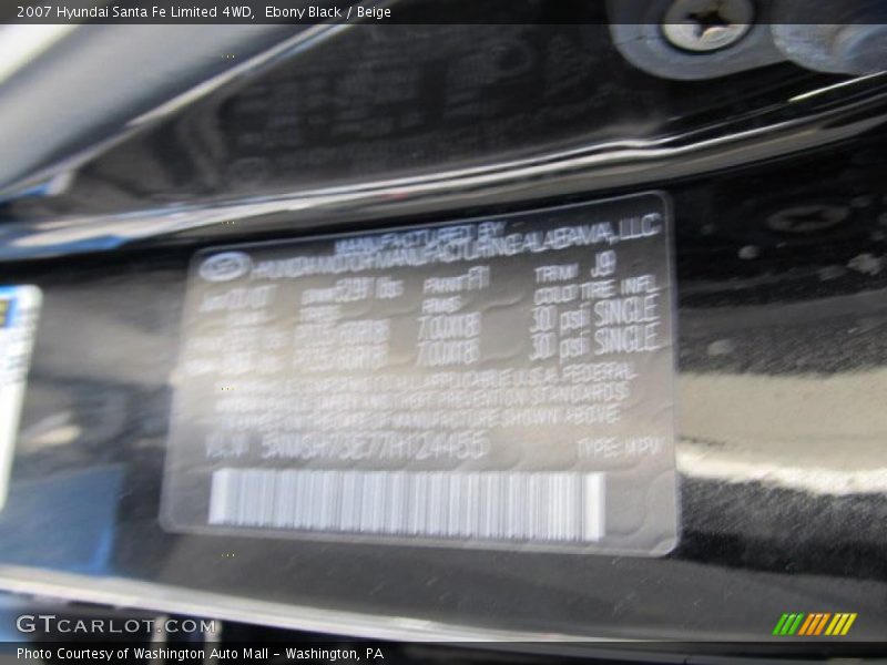 Ebony Black / Beige 2007 Hyundai Santa Fe Limited 4WD