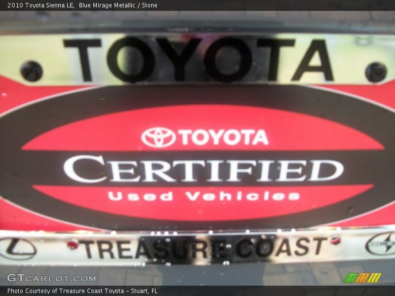 Blue Mirage Metallic / Stone 2010 Toyota Sienna LE
