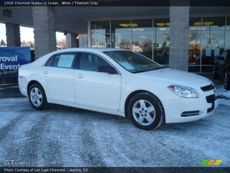White / Titanium Gray 2008 Chevrolet Malibu LS Sedan