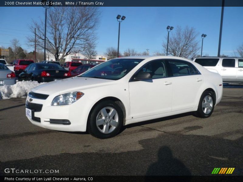 White / Titanium Gray 2008 Chevrolet Malibu LS Sedan