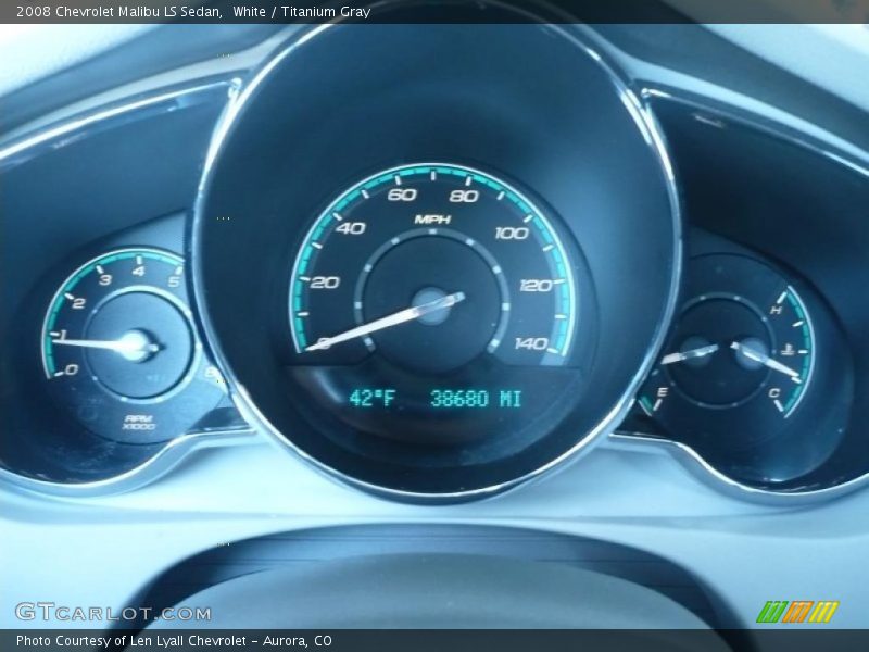 White / Titanium Gray 2008 Chevrolet Malibu LS Sedan