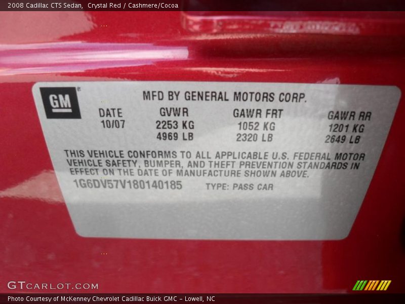Crystal Red / Cashmere/Cocoa 2008 Cadillac CTS Sedan