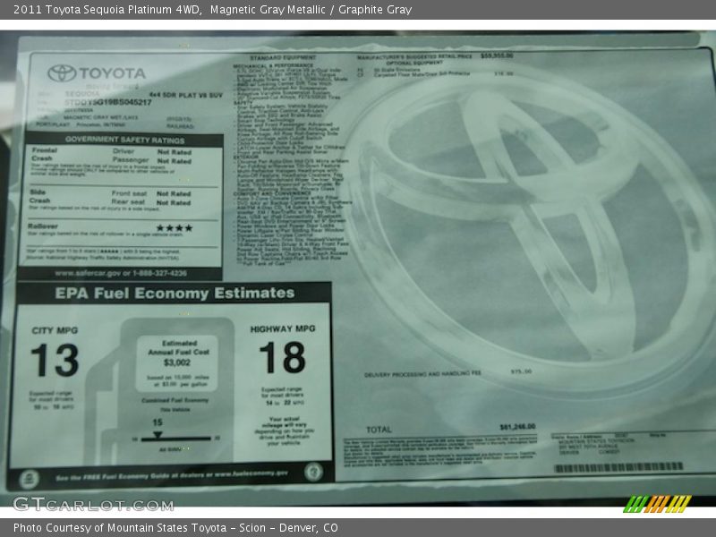  2011 Sequoia Platinum 4WD Window Sticker