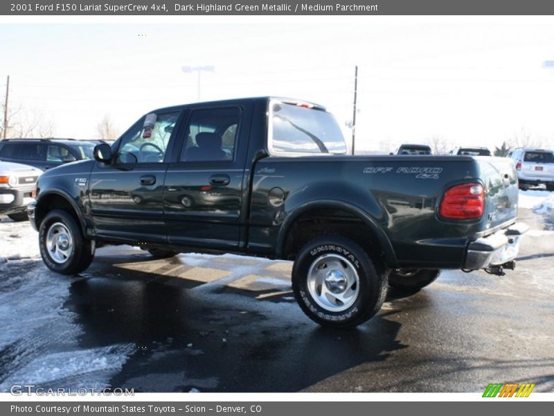 Dark Highland Green Metallic / Medium Parchment 2001 Ford F150 Lariat SuperCrew 4x4