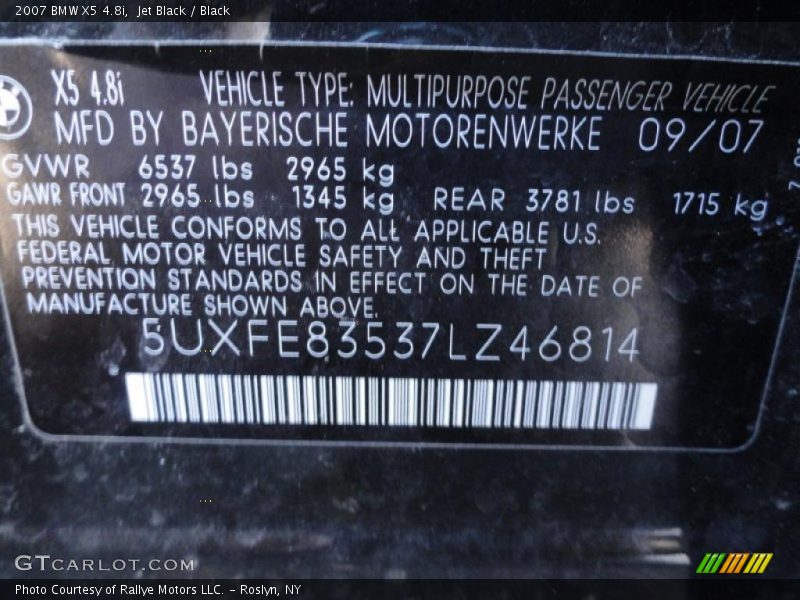 Jet Black / Black 2007 BMW X5 4.8i