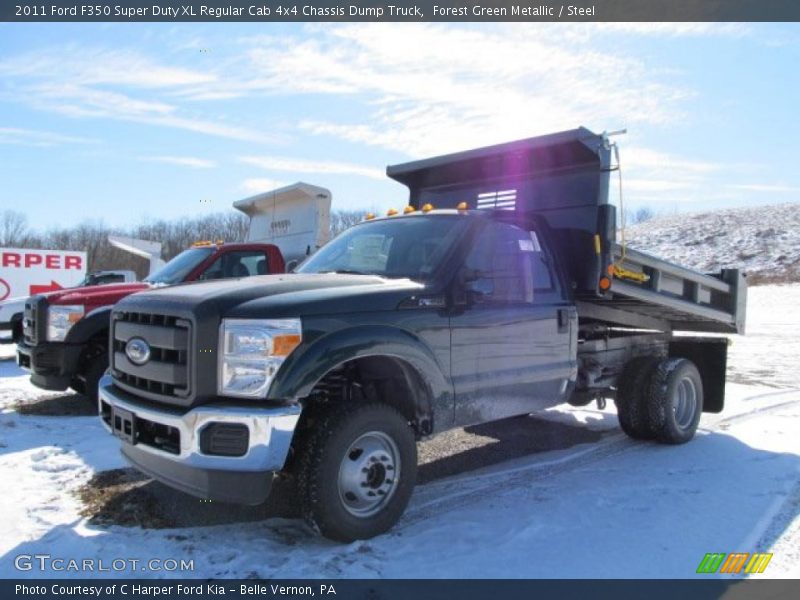 Front 3/4 View of 2011 F350 Super Duty XL Regular Cab 4x4 Chassis Dump Truck