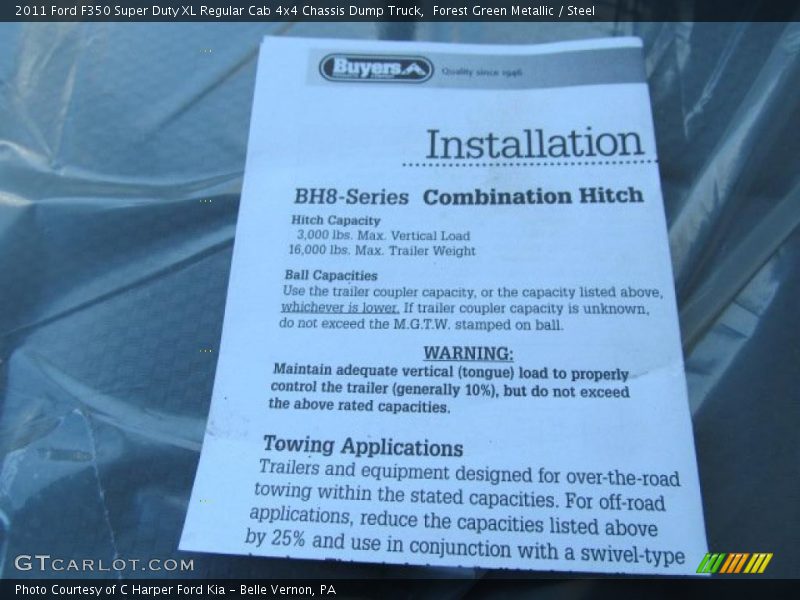 Forest Green Metallic / Steel 2011 Ford F350 Super Duty XL Regular Cab 4x4 Chassis Dump Truck