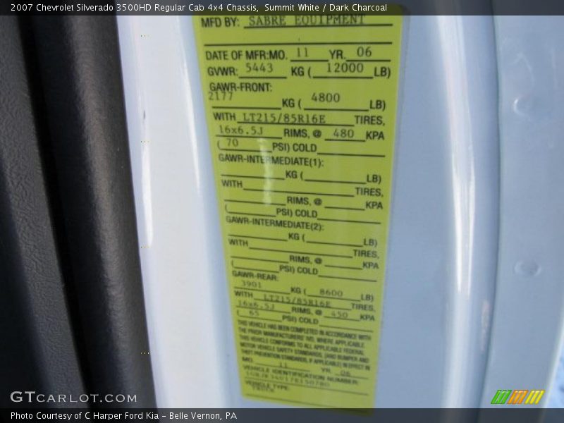 Summit White / Dark Charcoal 2007 Chevrolet Silverado 3500HD Regular Cab 4x4 Chassis