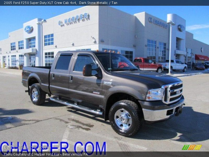 Dark Stone Metallic / Tan 2005 Ford F250 Super Duty XLT Crew Cab 4x4