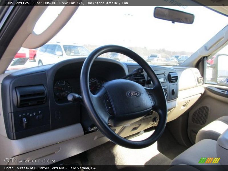 Dark Stone Metallic / Tan 2005 Ford F250 Super Duty XLT Crew Cab 4x4