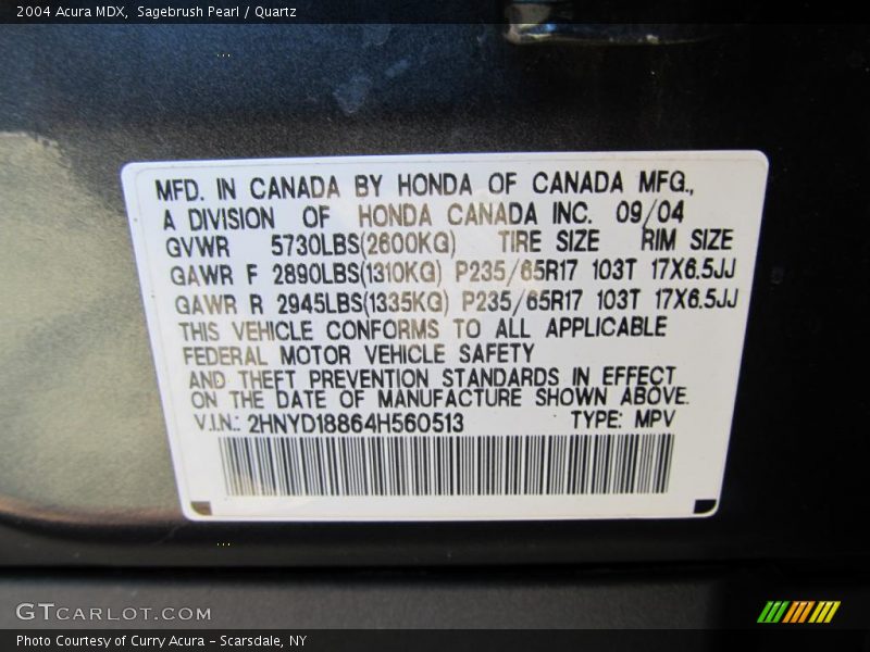 Sagebrush Pearl / Quartz 2004 Acura MDX