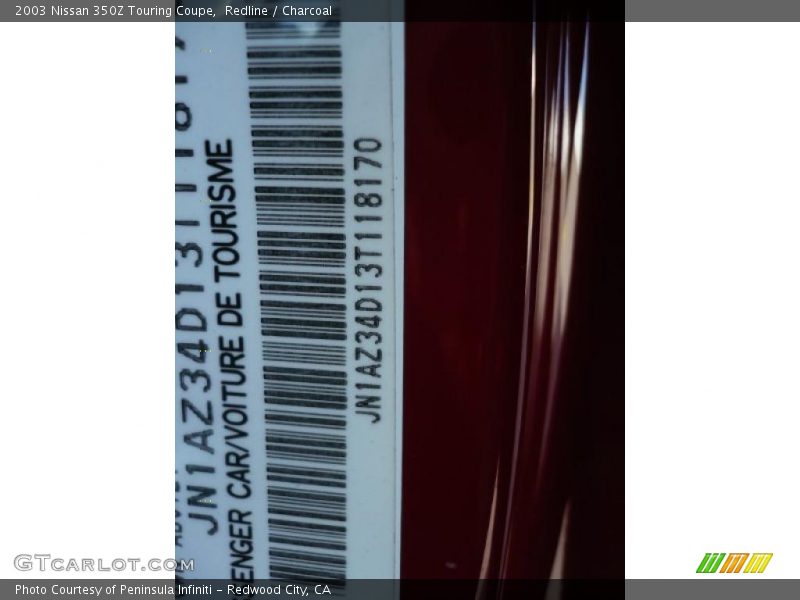 Redline / Charcoal 2003 Nissan 350Z Touring Coupe