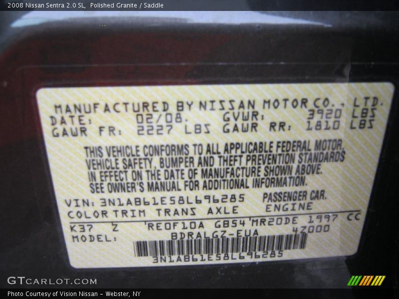 Polished Granite / Saddle 2008 Nissan Sentra 2.0 SL