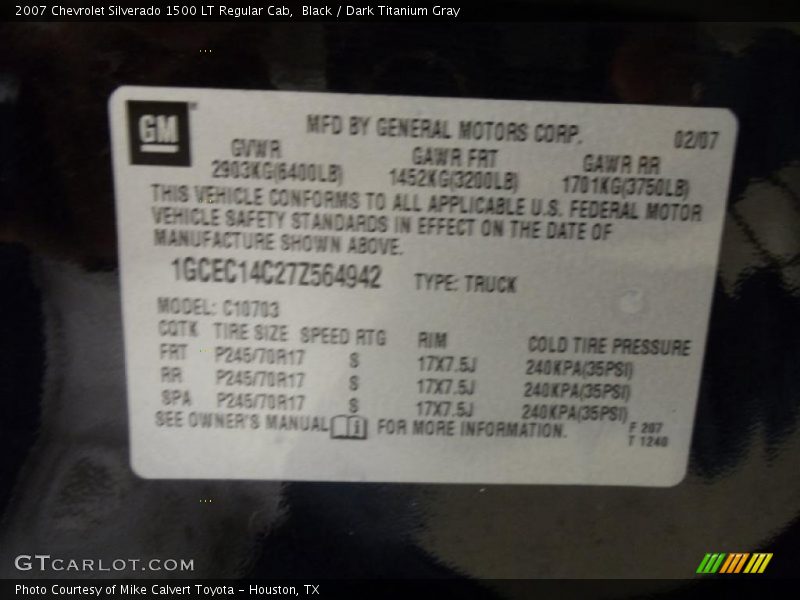 Black / Dark Titanium Gray 2007 Chevrolet Silverado 1500 LT Regular Cab