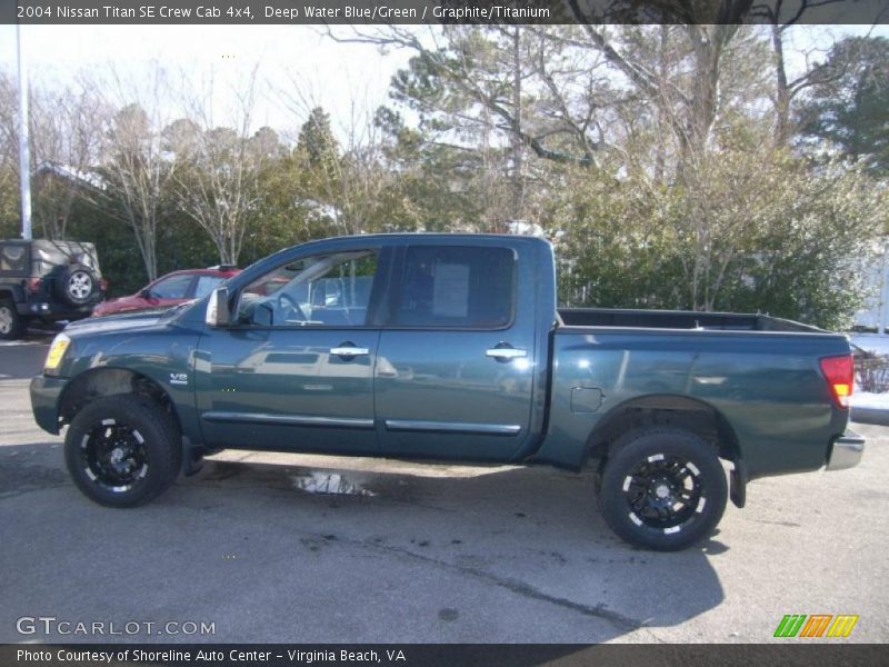Deep Water Blue/Green / Graphite/Titanium 2004 Nissan Titan SE Crew Cab 4x4