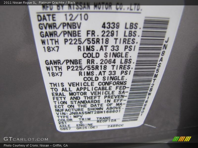 Platinum Graphite / Black 2011 Nissan Rogue SL