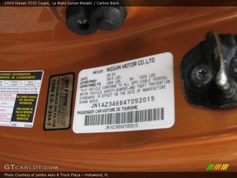 Le Mans Sunset Metallic / Carbon Black 2004 Nissan 350Z Coupe