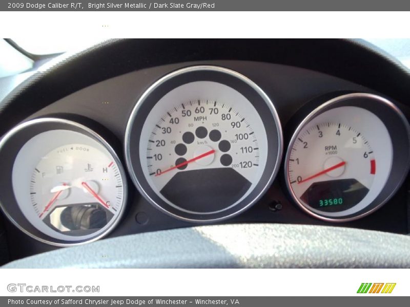 Bright Silver Metallic / Dark Slate Gray/Red 2009 Dodge Caliber R/T