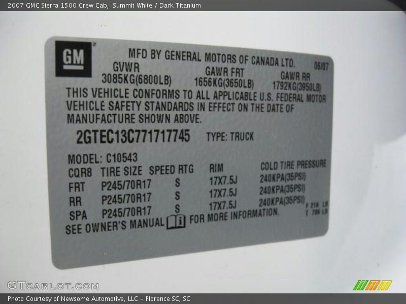 Summit White / Dark Titanium 2007 GMC Sierra 1500 Crew Cab
