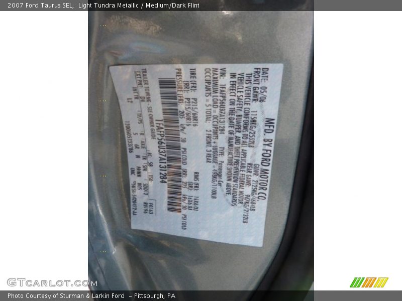 Light Tundra Metallic / Medium/Dark Flint 2007 Ford Taurus SEL